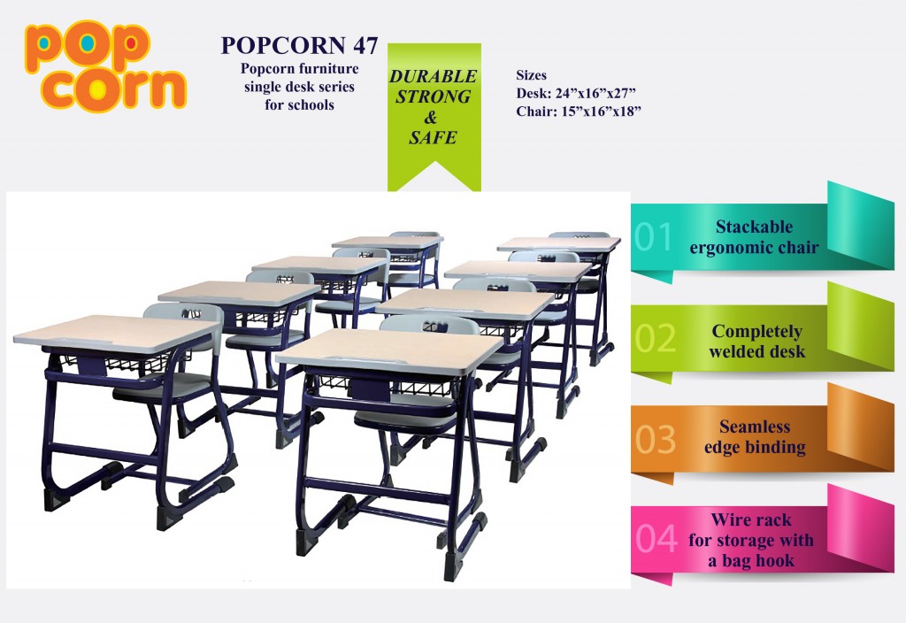 POPCORN FURNITURE SINGLE DESK SERIES FOR SCHOOLS- POPCORN 47