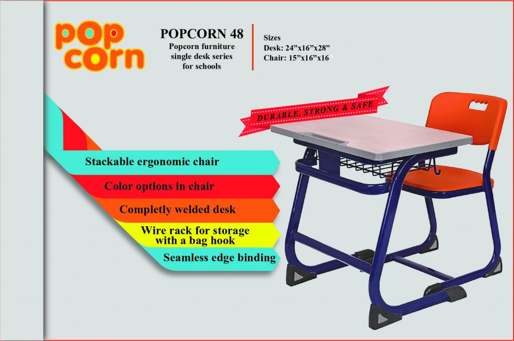 POPCORN FURNITURE SINGLE DESK SERIES FOR SCHOOLS- POPCORN 48