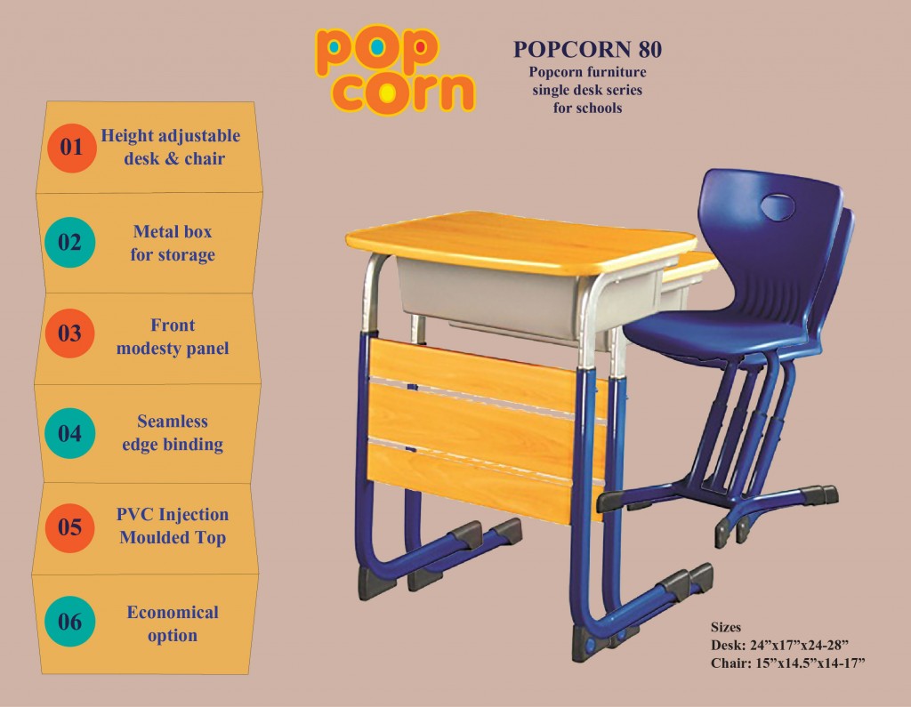 POPCORN FURNITURE SINGLE DESK SERIES FOR SCHOOLS- POPCORN 80