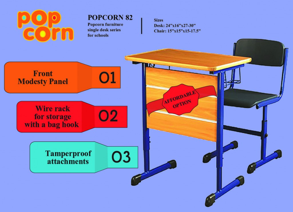 POPCORN FURNITURE SINGLE DESK SERIES FOR SCHOOLS- POPCORN 82